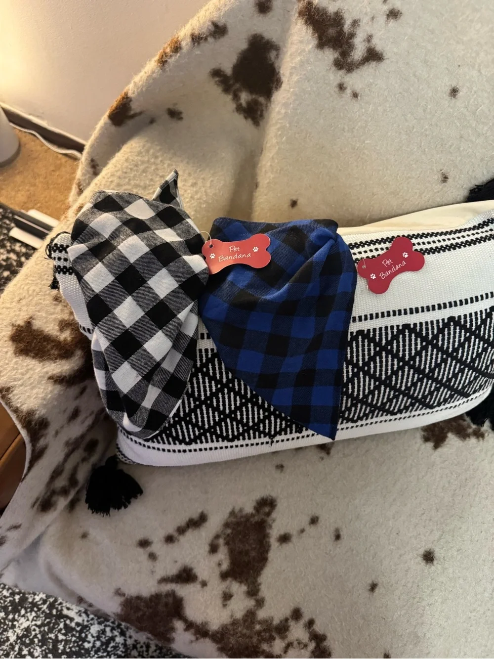 Black & Blue Buffalo Plaid Dog Bandana Set